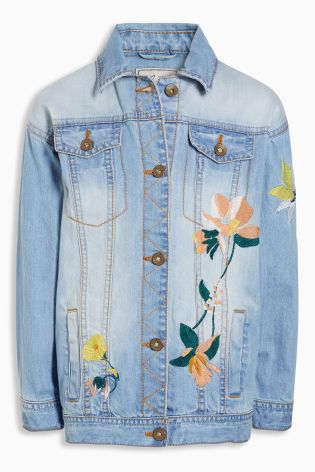 Denim Longline Embroidered Western Jacket (3-16yrs)